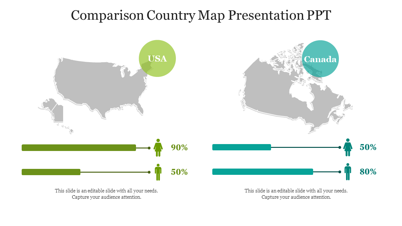 Comparison Country Map Presentation PPT